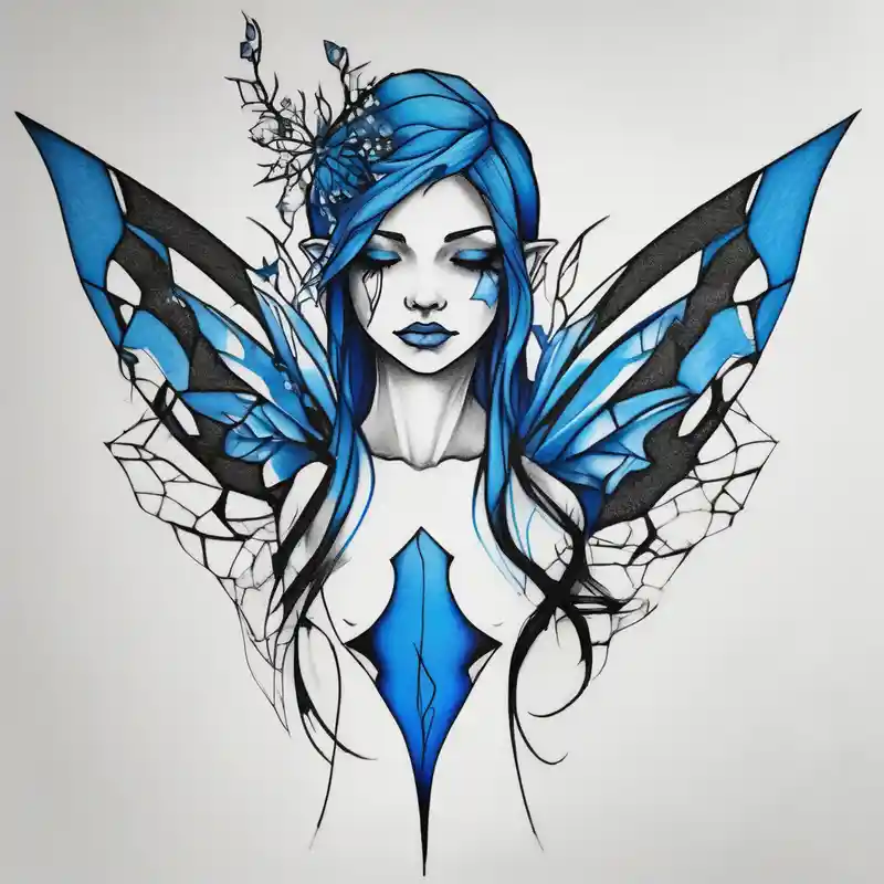 A minimalist fairy tattoo that represents a shattered and betrayed gemini woman who fought hard throughout this year. With